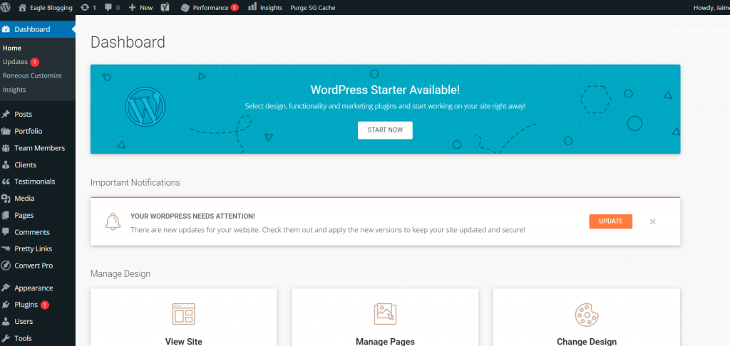 The WordPress Dashboard